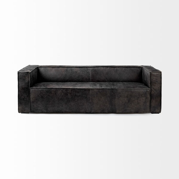 Stinson II Gray Leather Wrapped Three Seater Sofa, image 2