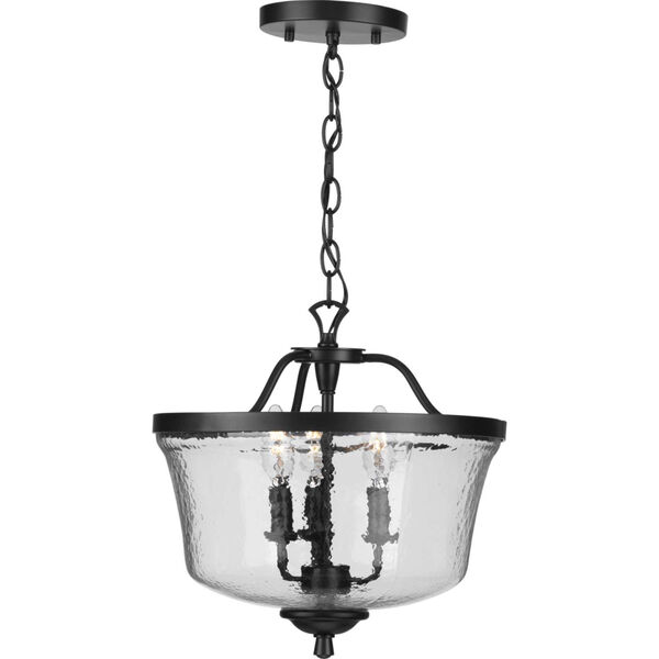 Bowman Matte Black 14-Inch Three-Light Semi-Flush Mount with Clear Chiseled Glass Shade, image 2