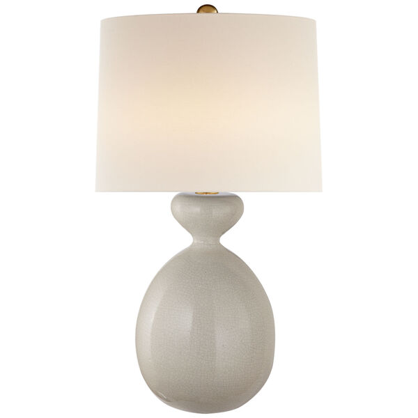 Gannet Table Lamp in Bone Craquelure with Linen Shade by AERIN, image 1