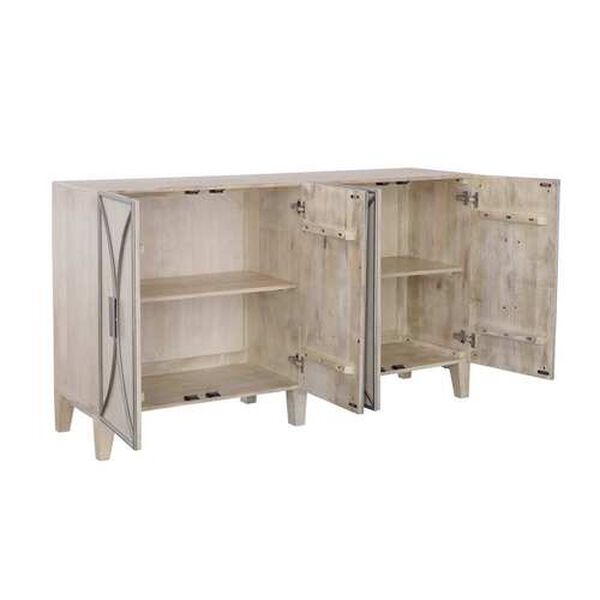 Natural Whitewash Credenza with Four Doors, image 3