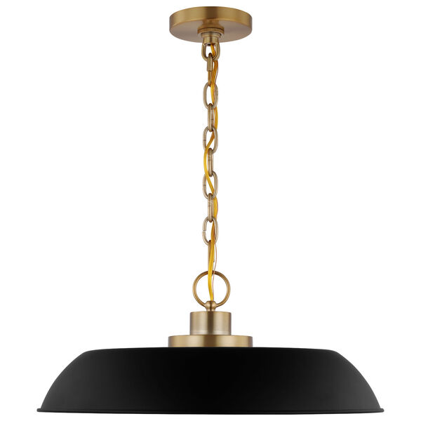 Colony Matte Black and Burnished Brass One-Light Pendant, image 3