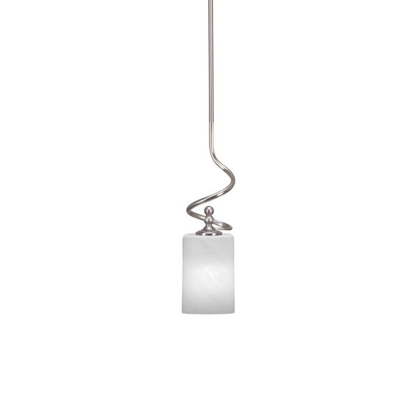 Capri Brushed Nickel One-Light Mini Pendant with Four-Inch White Marble Glass, image 1