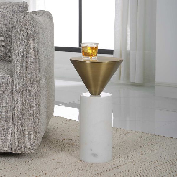 Top Hat White and Brushed Brass Drink Table, image 1