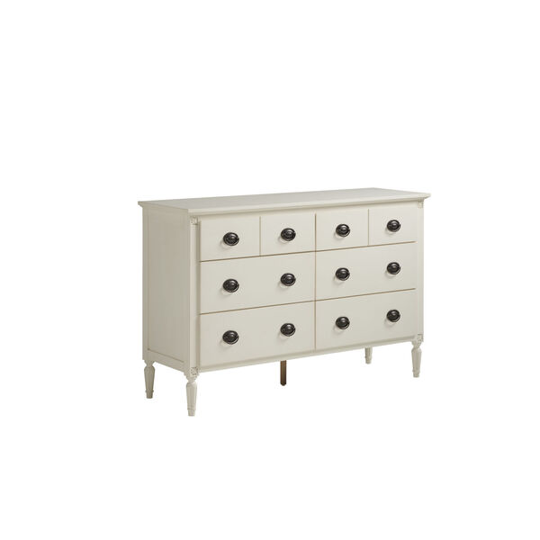 White Antiqued Six-Drawer Double Dresser, image 5