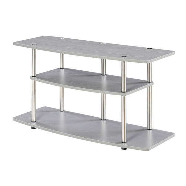 3 Tier Wide TV Stand, Gray, image 1