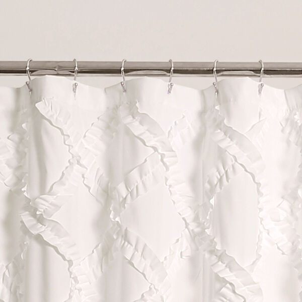 Ruffle Diamond White 72 In. Shower Curtain, image 2