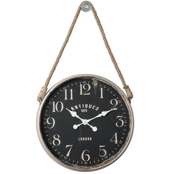 Bartram Aged Ivory and Matte Black Wall Clock, image 1