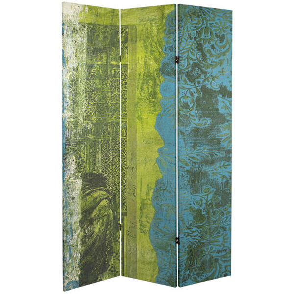 Tall Double Sided Philosopher Gate Green Canvas Room Divider, image 1