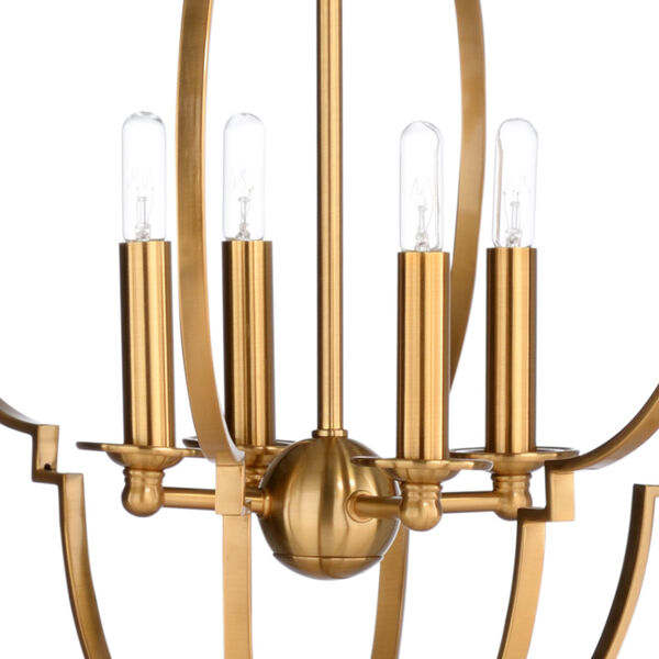 Brass Four-Light 24-Inch Lola Chandelier, image 2