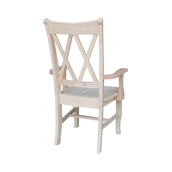 Beige Double X-Back Chair with Arms, image 4