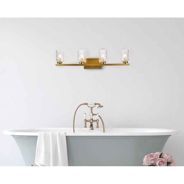 Cassie Brass and Clear Shade Four-Light Bath Vanity, image 2