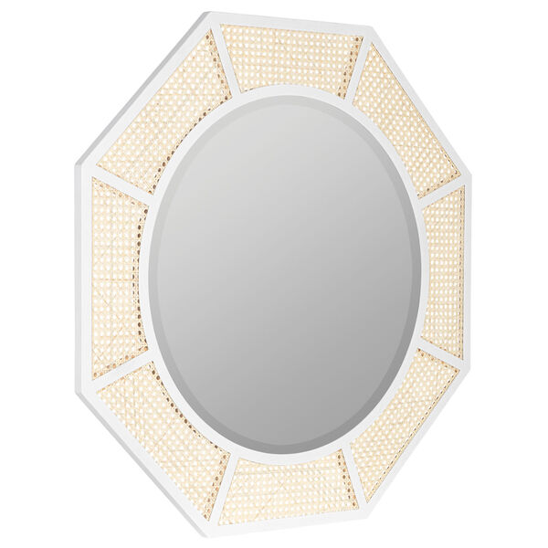 Nicki Cane and White Wood 38-Inch x 38-Inch Wall Mirror, image 3