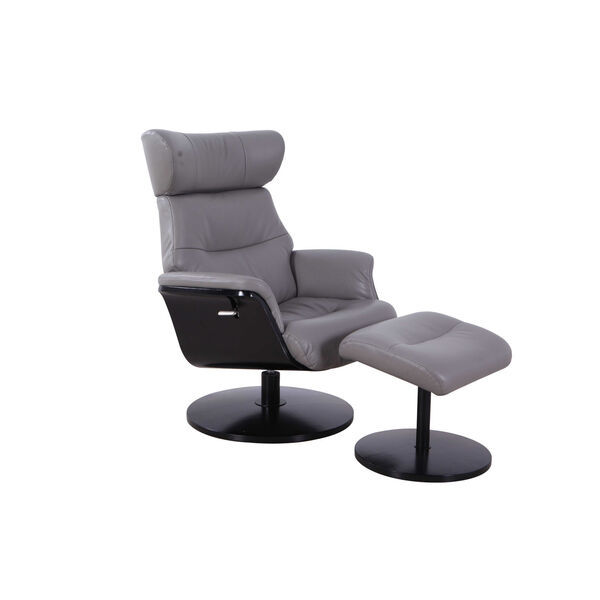 Loring Midnight Gray Breathable Air Leather Manual Recliner with Ottoman, image 1