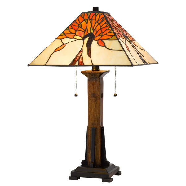 Tiffany Brown Two-Light Resin LED Table Lamp, image 1