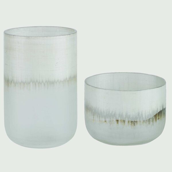 Frost Metallic Silver Drip Glass Vase, Set of 2, image 1