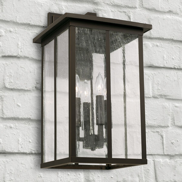 Barrett Oiled Bronze Four-Light Outdoor Wall Lantern with Antiqued Glass, image 3