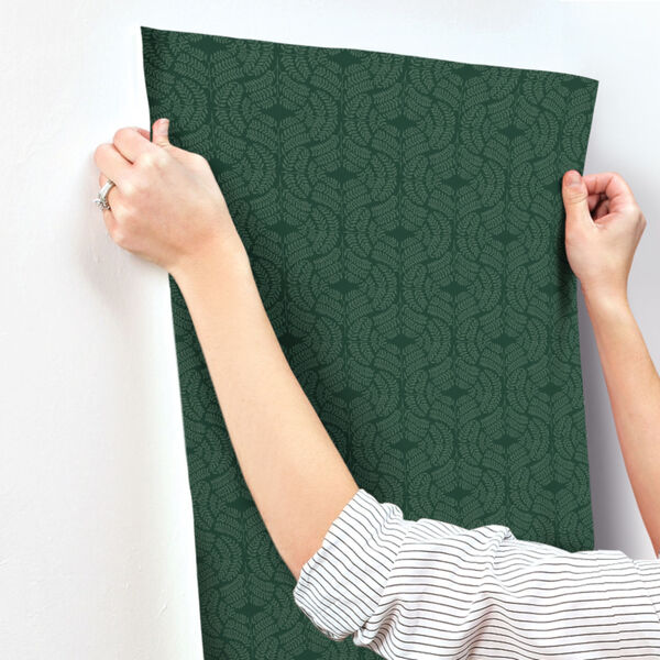 Handpainted  Dark green Fern Tile Wallpaper, image 3