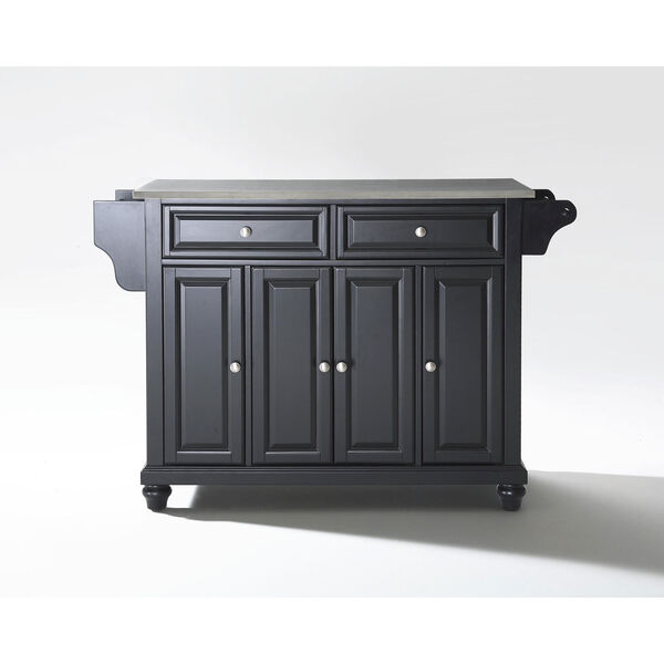 Cambridge Stainless Steel Top Kitchen Island in Black Finish, image 1