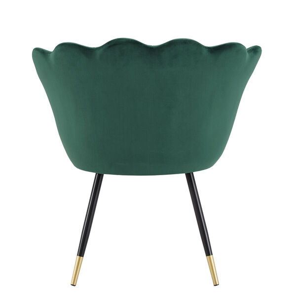 Stella Green Velvet Seashell Armless Chair with Black and Gold Leg, image 4