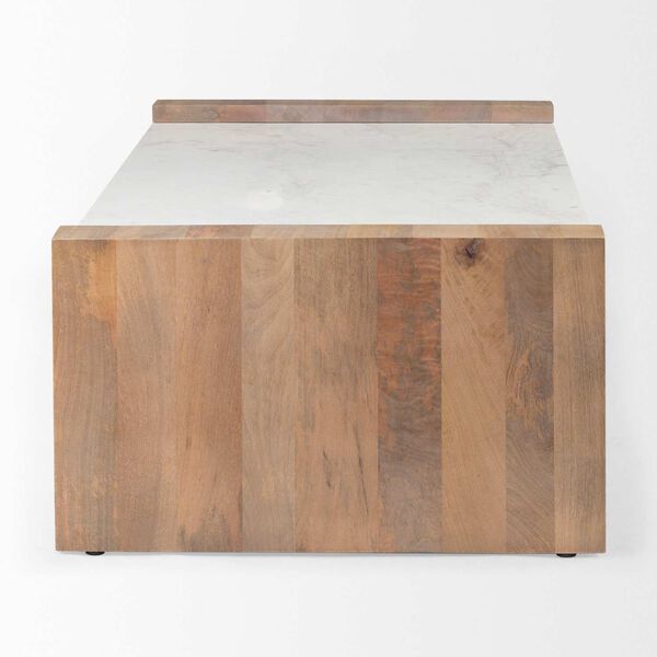 Athens Light Brown and White Marble Coffee Table, image 3