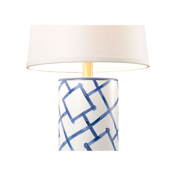 Pam Cain White and Blue One-Light Table Lamp, image 2
