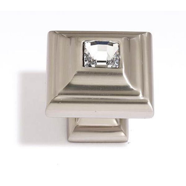 Crystal Satin Nickel 10 mm Small Square Knob, image 1