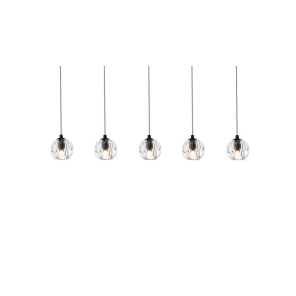 Eren Black 32-Inch Five-Light Pendant with Royal Cut Clear Crystal, image 3