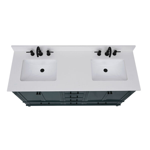 Lotte Radianz Everest White 61-Inch Vanity Top with Dual Rectangular Sink, image 4