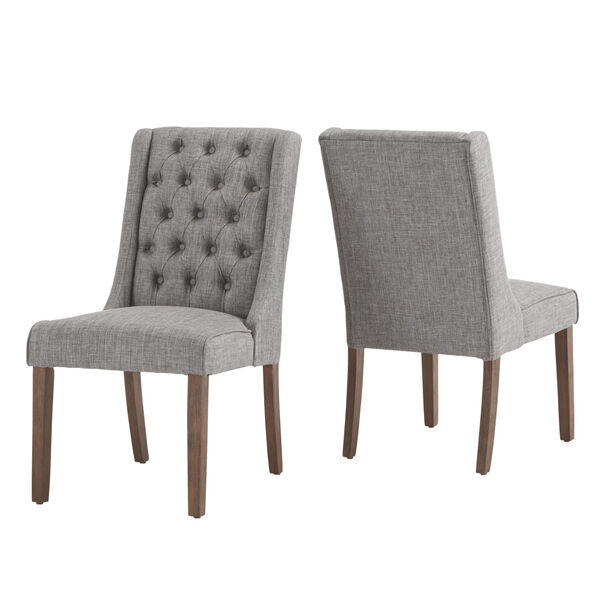 Donna Gray Tufted Linen Upholstered Dining Chair, Set of Two, image 5