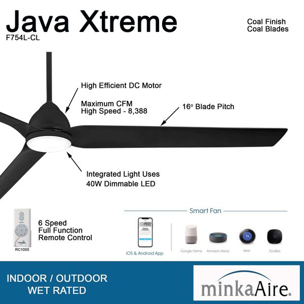 Java Xtreme 84-Inch Integrated LED Outdoor Ceiling Fan with Wi-Fi, image 4