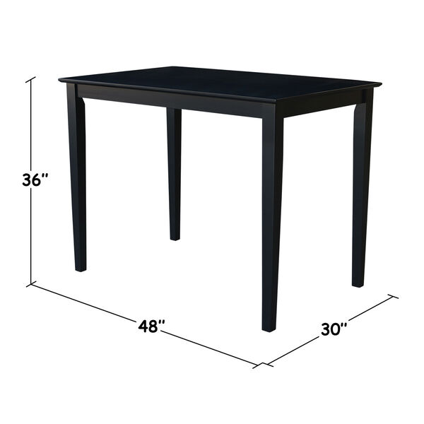 Black 48 x 36-Inch Solid Wood Counter Height Table, image 3
