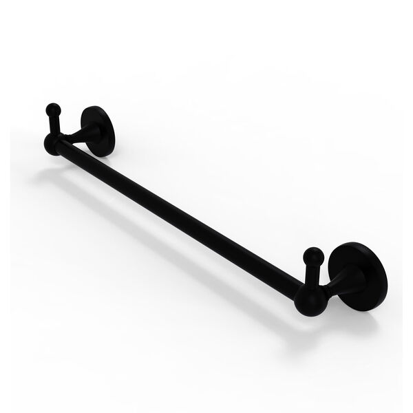 Shadwell Matte Black 24-Inch Towel Bar with Integrated Hooks, image 1