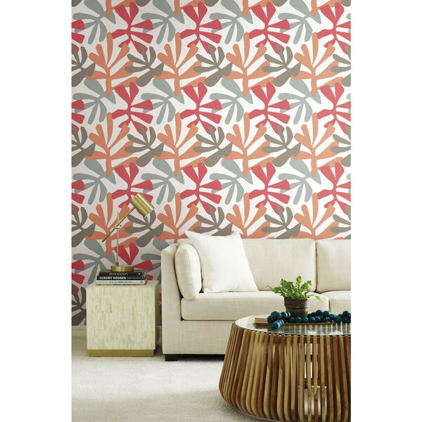Risky Business III Coral Beige Kinetic Tropical Peel and Stick Wallpaper - SAMPLE SWATCH ONLY, image 1