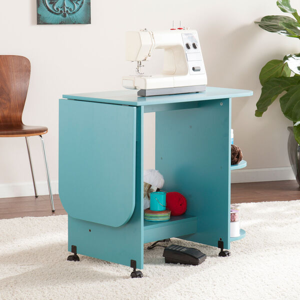 Expandable Turquoise Rolling Sewing Table, image 3