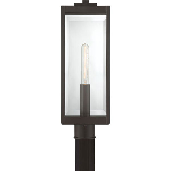 Pax Bronze One-Light Outdoor Post Lantern with Beveled Glass, image 3