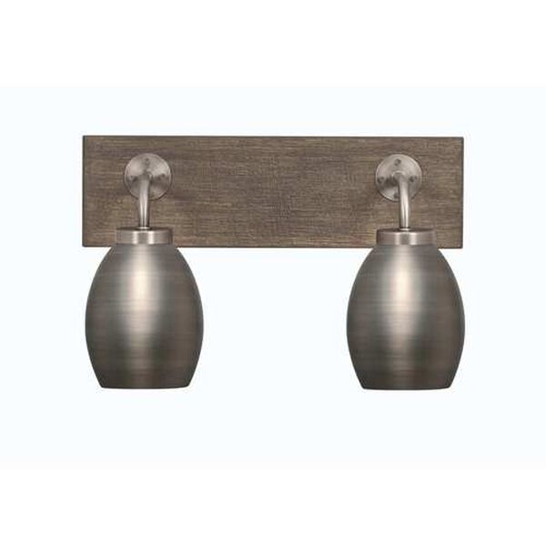 Oxbridge Graphite Brown Two-Light Bath Vanity with Oval Metal Shades, image 1