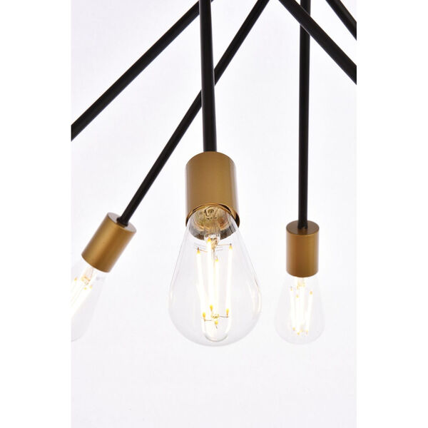 Lucca Black and Brass Six-Light Pendant, image 4
