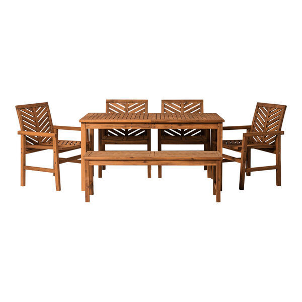 Brown 32-Inch Six-Piece Chevron Outdoor Dining Set, image 4