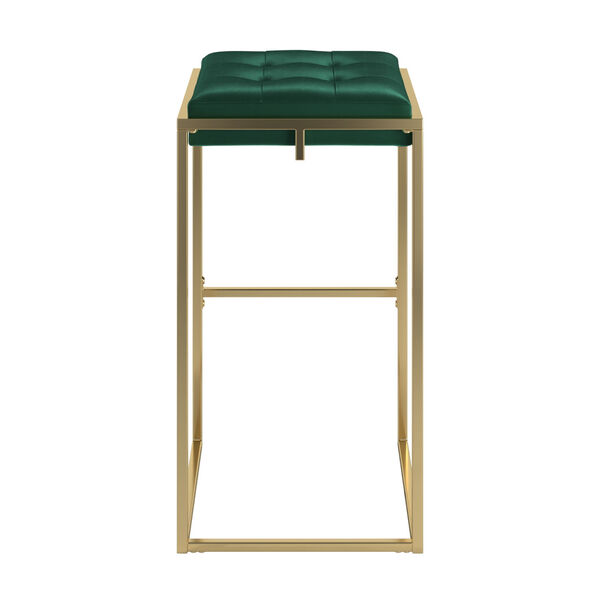 Minnie Gold and Green Velvet Button Tufted Bar Stool, Set of Two, image 4
