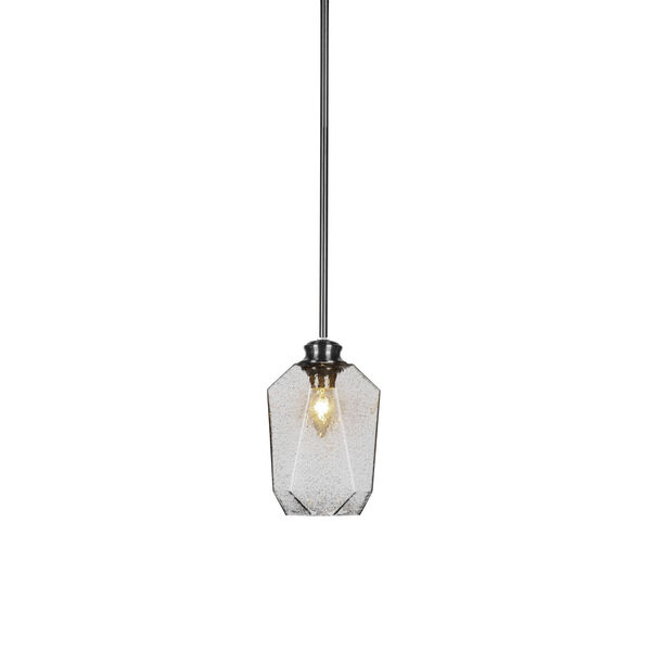 Rocklin Brushed Nickel Seven-Inch One-Light Mini Pendant with Smoke Glass Shade, image 1