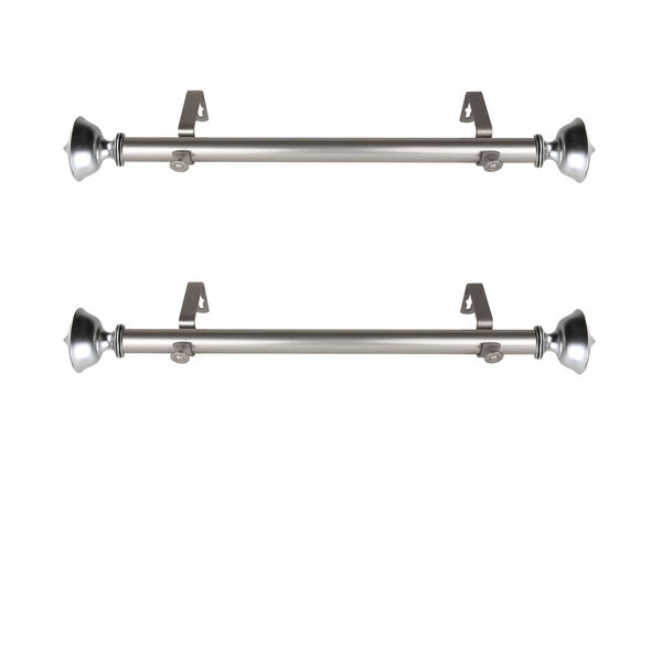 Leopold Satin Nickel 20-Inch Side Curtain Rod, Set of 2, image 1