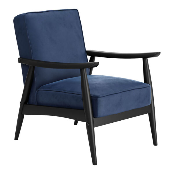 Rocky Blue and Black Velvet Arm Chair, image 1