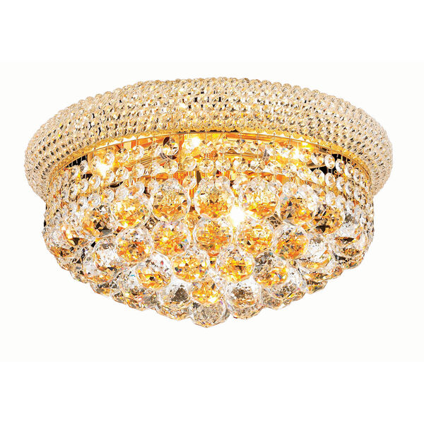 Primo Gold Eight-Light Flush Mount with Royal Cut Clear Crystal, image 1