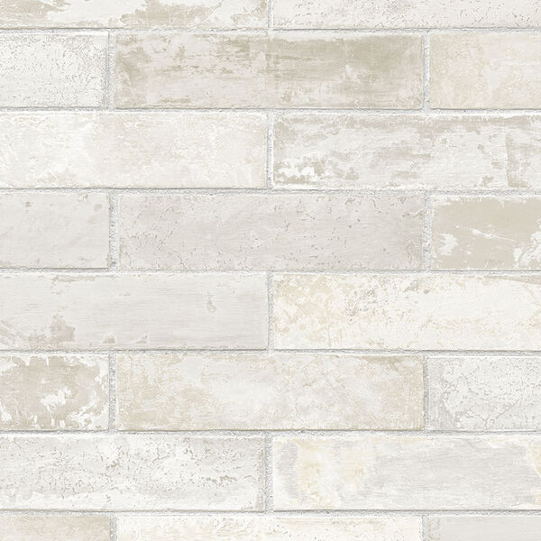 Cream and Grey Swiss Brick Wallpaper - SAMPLE SWATCH ONLY, image 1