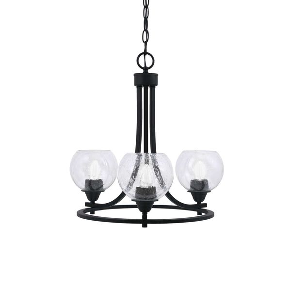Paramount Matte Black Three-Light Uplight Chandelier with Seven-Inch Clear Bubble Glass, image 1