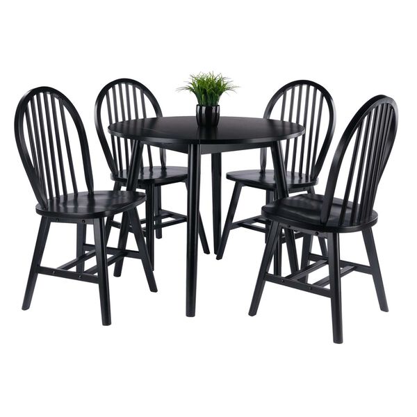 Moreno Black Drop Leaf Dining Table with Windsor Chairs, image 3