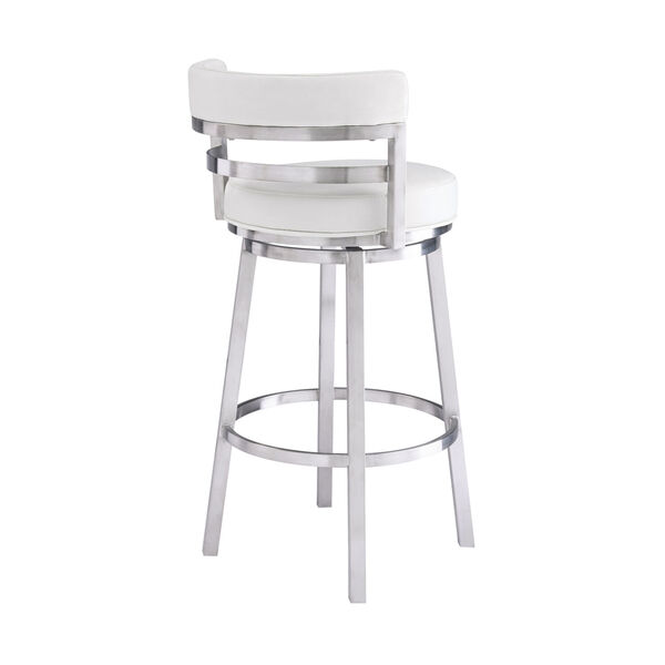 Madrid White and Stainless Steel 30-Inch Bar Stool, image 3