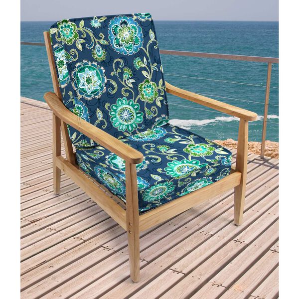 Fanfare Capri Blue Two-Piece 22 x 45 Inches Boxed Edge Outdoor Back and Seat Cushion, image 3