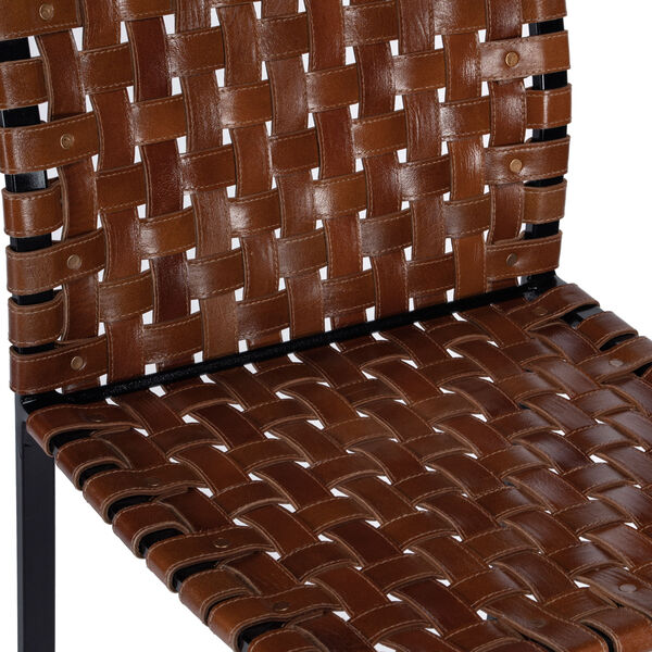 Urban Brown Woven Leather Bar Stool, image 5