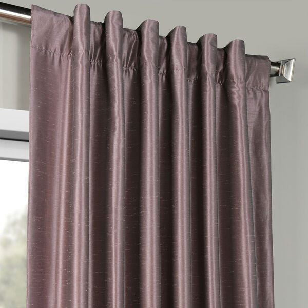 Smoky Plum Vintage Textured Faux Dupioni Silk Single Panel Curtain, 50 X 96, image 4